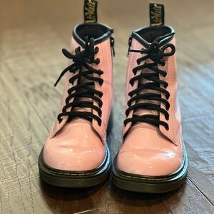 Dr. Martens Junior 1460 Pink Patent Leather Lace Up Boots